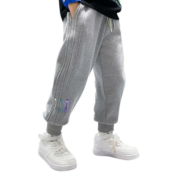 RUTAYY Boys Pants Sweatpants Athletic Workout Clothes Joggers With Zipper Pocket And Drawstring Holiday Vacation Beach, Grey, 3-4 Years