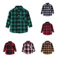 thumbnail image 1 of RUTAYY Boys Shirt Casual Turndown Collar Long Sleeve Plaid Print Pocket Daily Outdoor Wear Green, 1 of 4