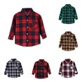 thumbnail image 1 of RUTAYY Boys Shirt Casual Turndown Collar Long Sleeve Plaid Print Pocket Daily Outdoor Wear Red, 1 of 4