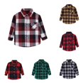 thumbnail image 1 of RUTAYY Boys Shirt Casual Turndown Collar Long Sleeve Plaid Print Pocket Daily Outdoor Wear White, 1 of 4