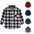 thumbnail image 1 of RUTAYY Boys Shirt Casual Turndown Collar Long Sleeve Plaid Print Pocket Daily Outdoor Wear White, 1 of 4