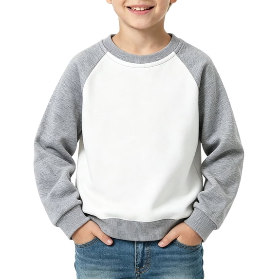 RUTAYY Boys Sweatshirt Long Sleeve Color Block Raglan Basic Daily Pullover Tops Grey