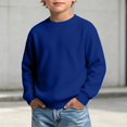 thumbnail image 1 of RUTAYY Boys Sweatshirt Waffle Knit Crew Neck Long Sleeve Cozy Solid Color Casual Pullover, Dark Blue, 1 of 6