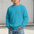 thumbnail image 1 of RUTAYY Boys Sweatshirt Waffle Knit Crew Neck Long Sleeve Cozy Solid Color Casual Pullover, Sky Blue, 1 of 6
