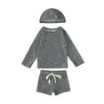 thumbnail image 1 of RUTAYY Boys Swimsuits Three Piece Rash Guard Floral Bathing Suit Trunk With Swimming Cap Beach Sport Bathing Suit, Grey, 2-3 Years, 1 of 9