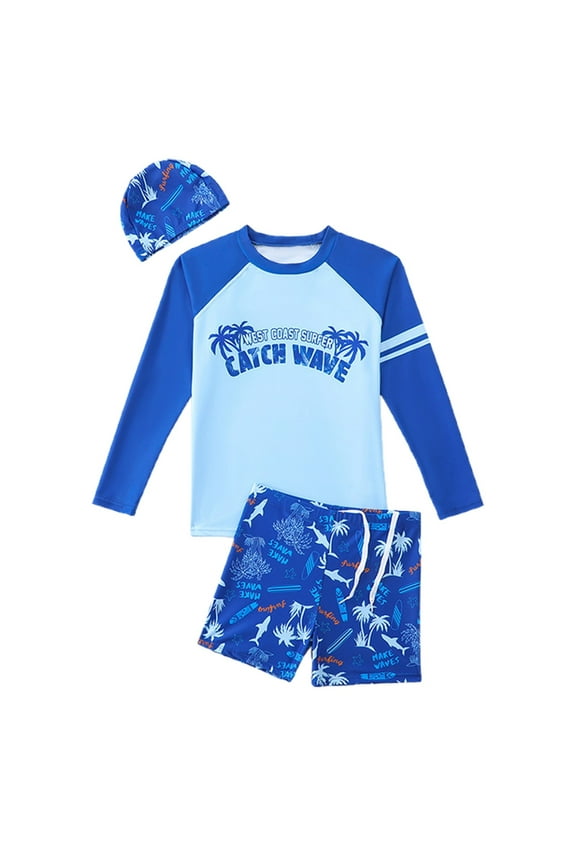 Boys Swimwear Fashion Cartoon Swimming Trunks Water Sport Swimsuiting Bathing Suit Blue