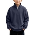 thumbnail image 1 of RUTAYY Boys Waffle Sweatshirt Knit Quarter Zip Fashion Long Sleeve Fall Winter Basic Pullover Casual Outdoor Wear, Navy, 1 of 4