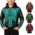 thumbnail image 1 of RUTAYY Boys Zip Up Hoodie Long Sleeve Skeleton Full Print Halloween Front Pocket Hooded Jacket Mint Green, 1 of 5