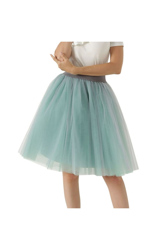 Carnevale New Women Tulle Skirts Knee Length Long Adult Tutu Layered Short Prom Party Midi Skirt Solid Color Smocked Boho Pleated Skirts