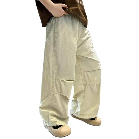 RUTAYY Child Girls' Pants Summer Breathable Sports Nine-Inch Pants Trend Quick-Drying Fabric, Khaki, 14-15 Years