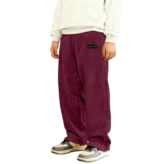 RUTAYY Children Boys Corduroy Pants Straight Leg Solid Color Soft Comfortable Durable Everyday Wear Chic Elegant Trousers