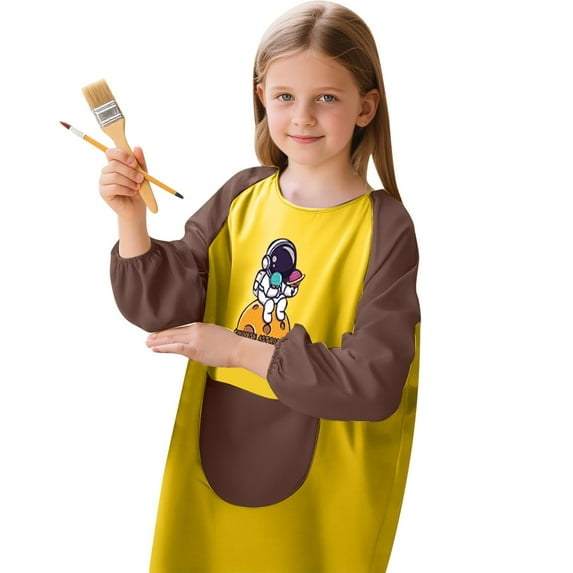 RUTAYY Children Boys Girls Art Smock Long Sleeve Painting Apron Craft Protective Coverall with Pocket Chic Versatile Tops