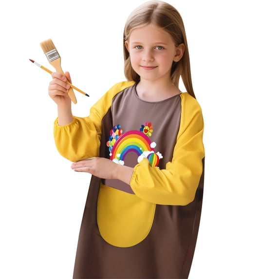 RUTAYY Children Boys Girls Art Smock Long Sleeve Painting Apron Craft Protective Coverall with Pocket Fashion Vacation Tops
