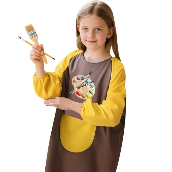 RUTAYY Children Boys Girls Art Smock Long Sleeve Painting Apron Craft Protective Coverall with Pocket Fashion Vacation Tops