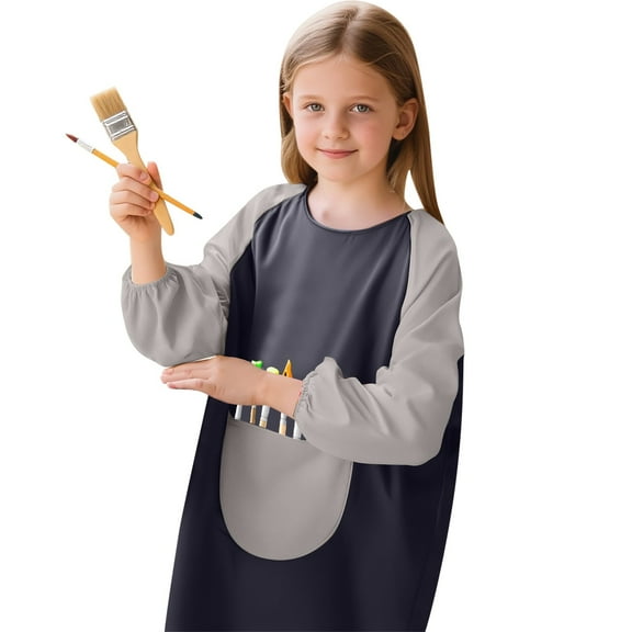 RUTAYY Children Boys Girls Art Smock Long Sleeve Painting Apron Craft Protective Coverall with Pocket Leisure Tops