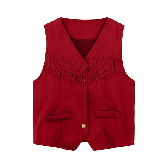 RUTAYY Children Boys Girls Open Front Fringe Vest Sleeveless Party Up Tassel Fringe Tops Relaxed Stylish Coat