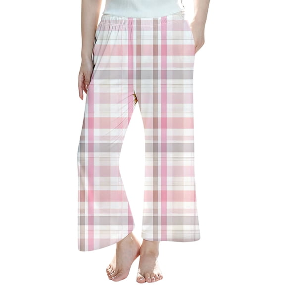 RUTAYY Children Boys Girls Pants Plaid Print Long Bottoms Elastic Waist Soft Comfortable Vacation Playful Trousers