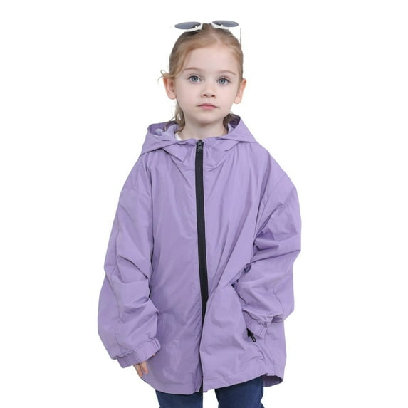 RUTAYY Children Boys Girls Windproof Tops Long Sleeve Solid Color Loose Fit Hiking Travel Breathable Comfortable Casual Wear Versatile Trendy Coat