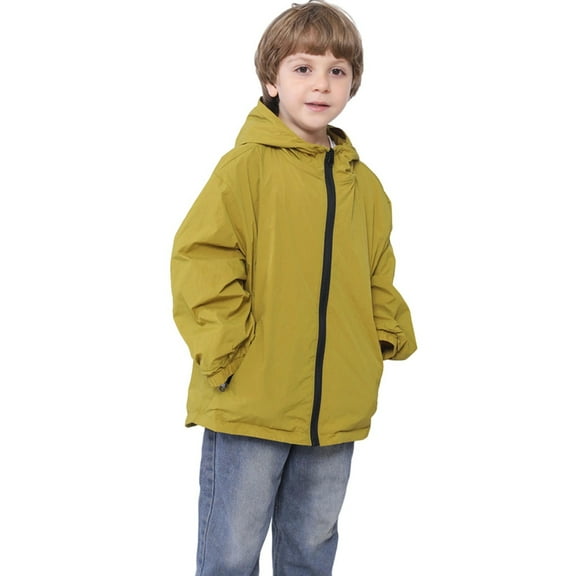 RUTAYY Children Boys Girls Windproof Tops Long Sleeve Solid Color Loose Fit Hiking Travel Breathable Comfortable Casual Wear Vibrant Playful Coat