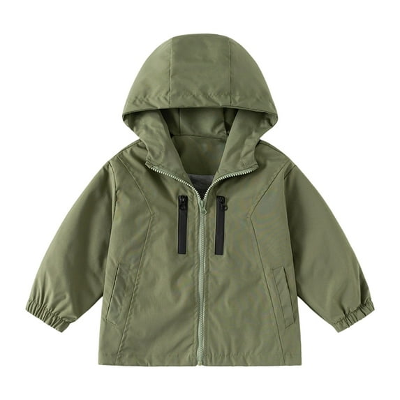 RUTAYY Children Boys Hooded Jacket Long Sleeve Solid Color Windbreaker Lightweight Zipper Tops Outdoor Casual Fun Vibrant Coat