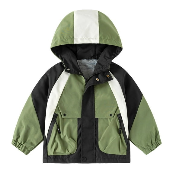 RUTAYY Children Boys Hooded Jacket Long Sleeve Windbreaker Lightweight Zipper Tops Outdoor Casual Trendy Versatile Coat