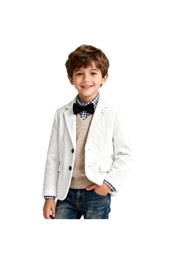 Children Boys Jacket Corduroy Formal Suit Solid Color Long Sleeve Corduroy Button Chic Holiday Coat