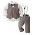 thumbnail image 1 of RUTAYY Children Boys Outfit Sets 3-Pack Long Sleeve Collared Shirt Striped Vest and Pants Four Seasons Wear Casual Daily Wear, 1 of 9