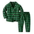 thumbnail image 1 of RUTAYY Children Boys Outfit Sets Long Sleeve Turndown Collar Plaid Tops Pants with Button Relaxed Classic Clothing Sets, 1 of 6