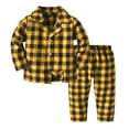 thumbnail image 1 of RUTAYY Children Boys Outfit Sets Long Sleeve Turndown Collar Plaid Tops Pants with Button Relaxed Classic Clothing Sets, 1 of 6
