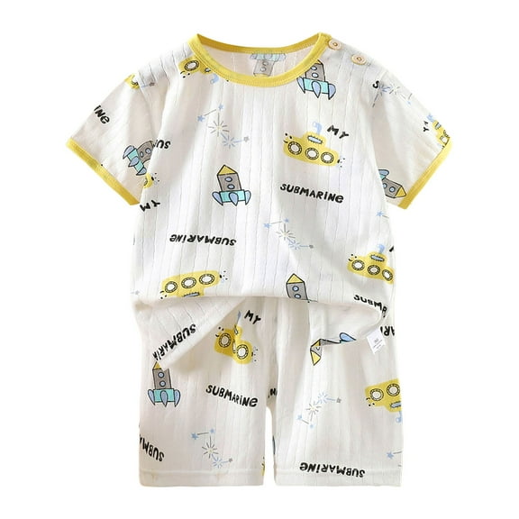 RUTAYY Children Boys Outfits Sets Casual Comfortable Round Neck Animal Print Breathable Clothes Wear and Home Pajamas Classic Style, 4-5 Years