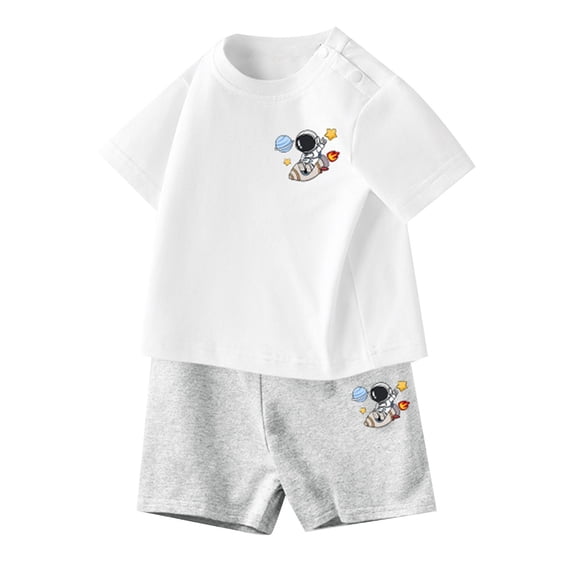 RUTAYY Children Boys Outfits Sets Casual Short Sleeve Top and Shorts Two Piece Playwear Comfortable Summer Clothes Fun & Vibrant Designs, 6-7 Years