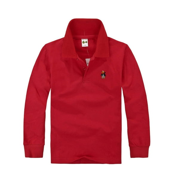 RUTAYY Children Boys Polo Shirt Solid Color Long Sleeves Turndown Collar Casual Daily Wear Leisure Blouse