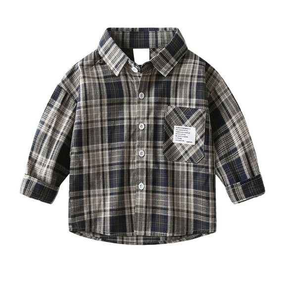RUTAYY Children Boys Shirt Casual Plaid Print Long Sleeve Button Down Tops Comfortable Leisure Tops