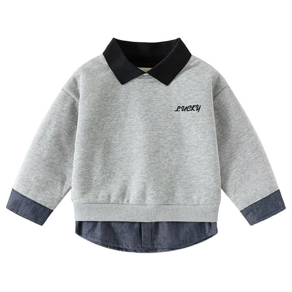 RUTAYY Children Boys Sweatshirt Long Sleeve Pullover Hoodie Casual Sweatshirt Comfortable Outerwear Relaxed Stylish Pullover Tops