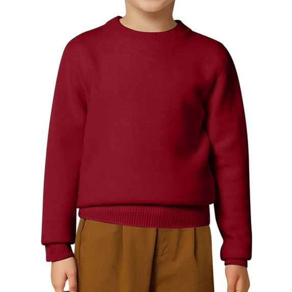 RUTAYY Children Boys Sweatshirt Long Sleeve Sweater Casual Solid Color Round Neck Soft Comfortable Warm Winter Playful Vacation Pullover