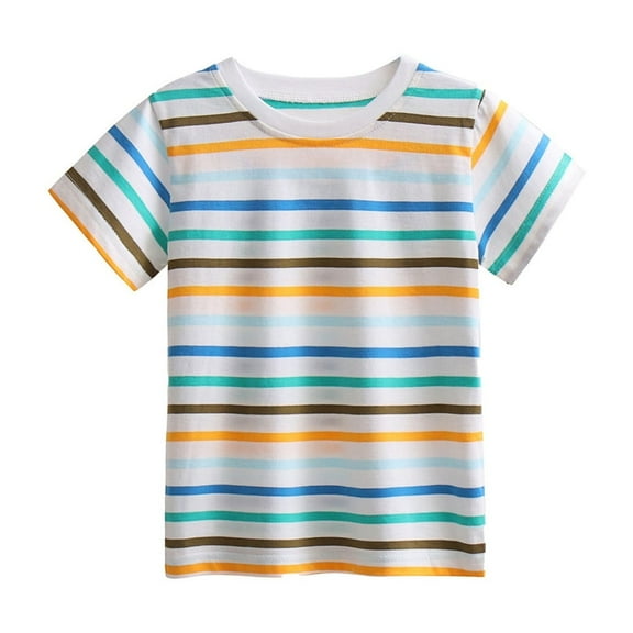 RUTAYY Children Boys' Tee Cute rainbow striped short sleeves Bohemian style , Multicolour1, 4-5 Years