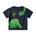 thumbnail image 1 of RUTAYY Children Boys' Tee Shirt Cartoon dinosaur letter print crewneck knit Fashion tops , Blue, 5-6 Years, 1 of 5