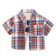 thumbnail image 1 of RUTAYY Children Boys' Tee Shirt Lapel cardigan grid button shirts with short sleeves Elegant Stylish Tops , Purple, 3-4 Years, 1 of 3