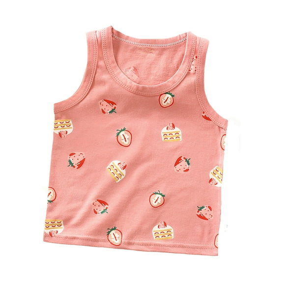 RUTAYY Children Boys' Tshirt Summer Cute Print Sleeveless Stretchy Comfortable Outfit Cute Elegant , Hot Pink, 3-4 Years