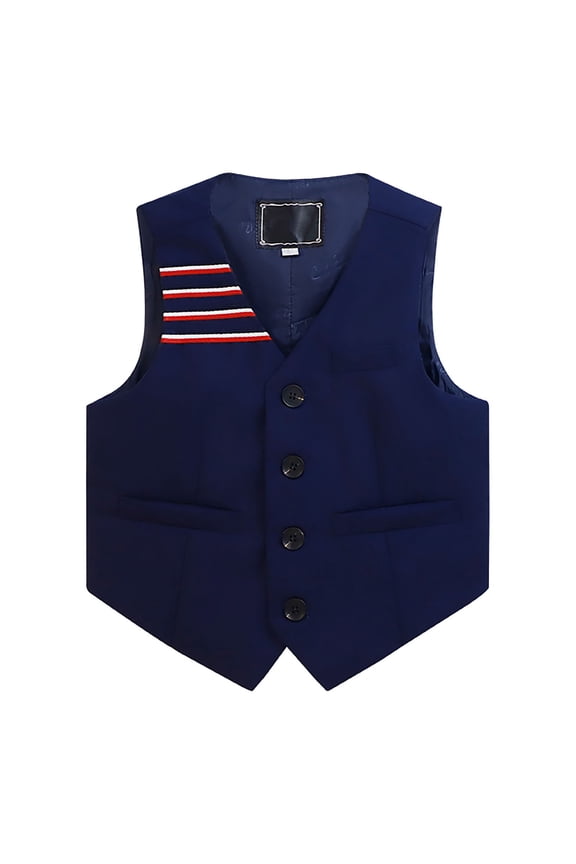 Children Boys Vest Jacket Preppy Layered Sleeveless with Adjustable Straps and Functional Pockets Formal Events Trendy Travel Coat