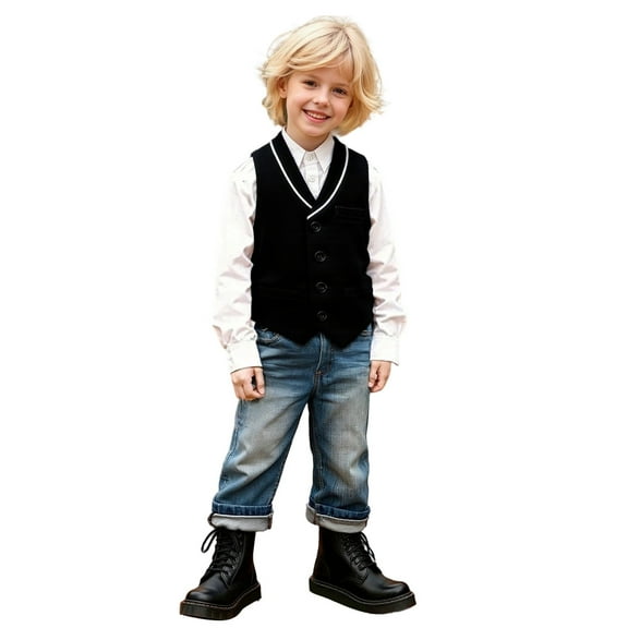 RUTAYY Children Boys Vest Tuxedo Solid Color Sleeveless Elegant Suit Piano Speech Soft Comfortable Classic Versatile Tank Tops