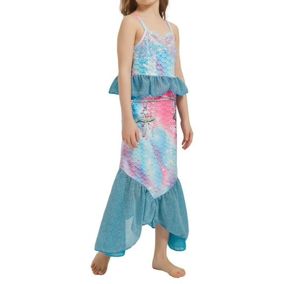 RUTAYY Children Fish Swimsuit Princess Dress Child Swimsuit Beach Vacation Boho Swimwear Beachwear, 5-6 Years