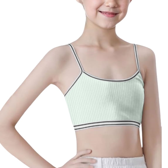 RUTAYY Children Girl's Bra Crop Top Seamless Sports Bra Training Camisole Style Lightweight Seamless Fun & Vibrant Designs, Light Green