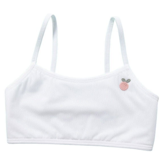 RUTAYY Children Girl's Bra Puberty Plain Color Mesh Thin Style Sports Bra Cute Elegant Underwear, White