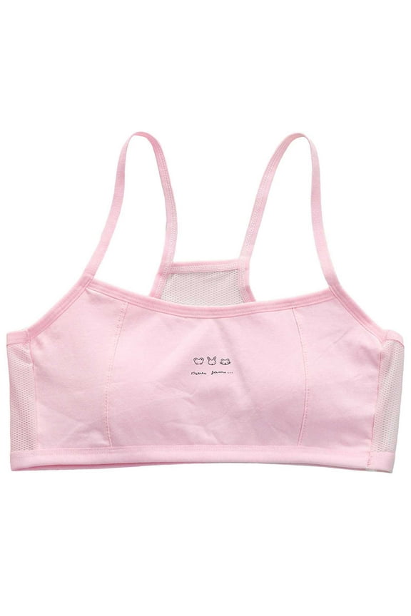 Children Girl's Bralette Crop Top Seamless Sports Bra Training Camisole Style Lightweight Seamless Fun & Vibrant Designs, Pink