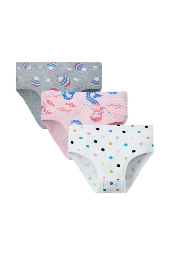 Children Girl's Underwear Cute Print Briefs Shorts Pants Underwear Trunks 3 Piece Classic Style, White