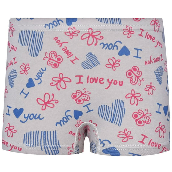 RUTAYY Children Girl's Underwear Four Corner Boxerss Flat Corner Cute Cartoon Print Classic Style, Light Gray