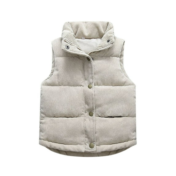 RUTAYY Children Girls Boys Vest Jacket Corduroy Sleeveless Solid Color Outerwear with Pockets Holiday Chic Coat