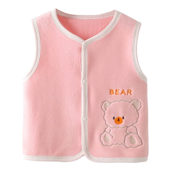 RUTAYY Children Girls Boys Vest Jacket Fall Winter Solid Color Sleeveless Warm Cartoon Print Trendy Classic Coat