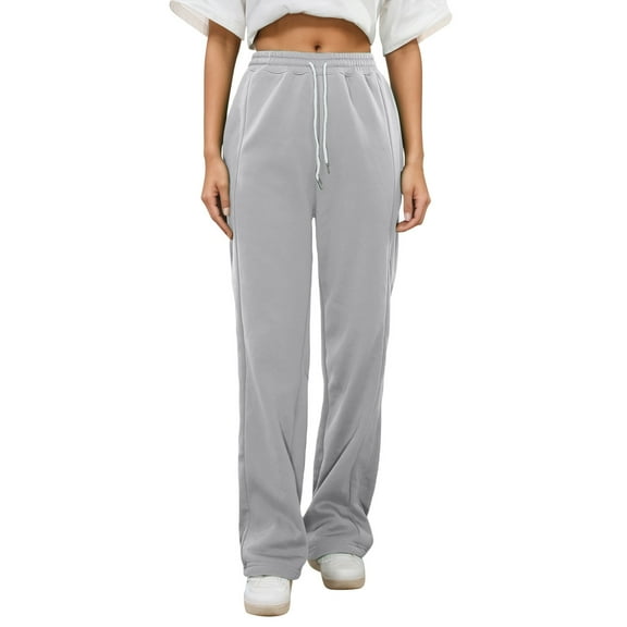 RUTAYY Children Girls Casual Baggy Pants Elastic Waist Drawstring Loose Fit Straight Wide Leg Joggers Sweatpants Long Slacks with Pockets Elegant Stylish Trousers